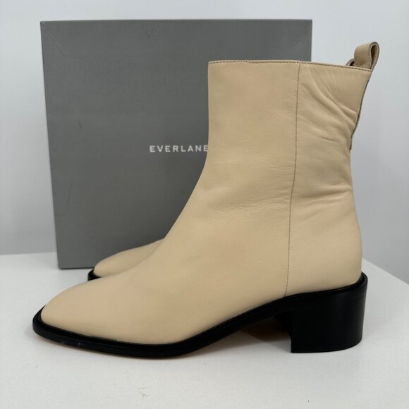 The City Boot | Sand Suede – Everlane Everlane The City Boot in Cream Leather 10.5 Women\'s Side Zip Block Heel Ankle